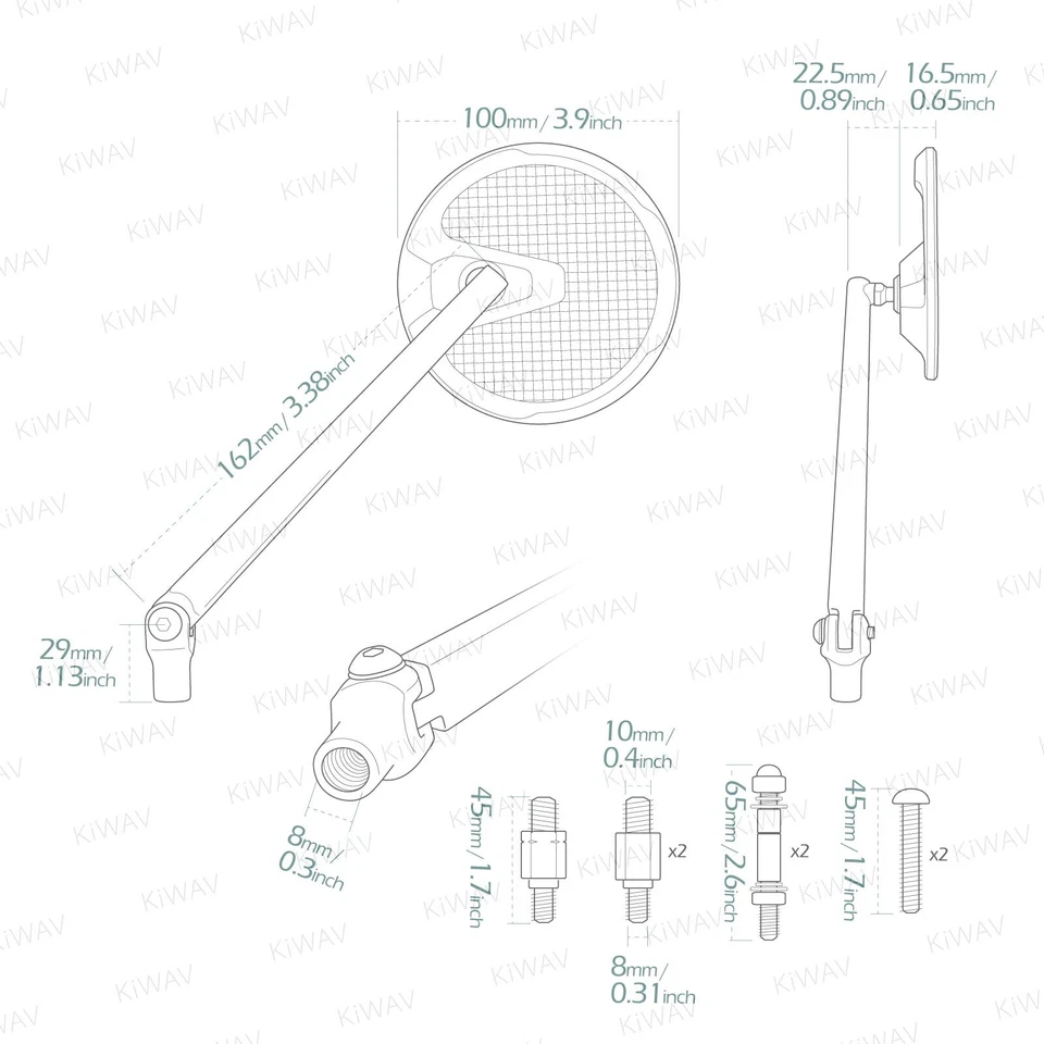 Espejos retrovisores redondos delgados MAMBA negro fibra de carbono M10 para Honda Suzuki Yamaha Foto 2 de 4