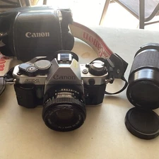 Canon AE-1 Program SLR Camera , Canon F 1.8 & Cimko MT f- 4.5 80-200 Lens & Case