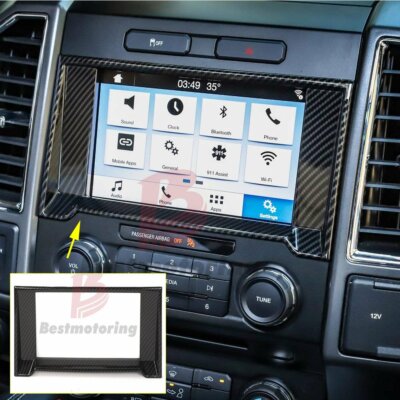 Carbon Fiber ABS Dashboard Navigation Frame Cover Trim For Ford F150 2015-2018