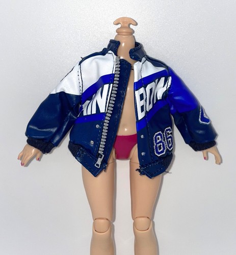 Rainbow High Coco Vanderbalt Doll Outfit Blue & White Faux Leather Racing Jacket