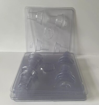 5 Ice Cream Cone Soap Molds 4 Cavity Count Clear Plastic Molds Mold Market #244