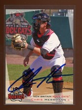 2012 New Britain Rock Cats CHRIS HERRMANN Signed Card autograph auto TWINS