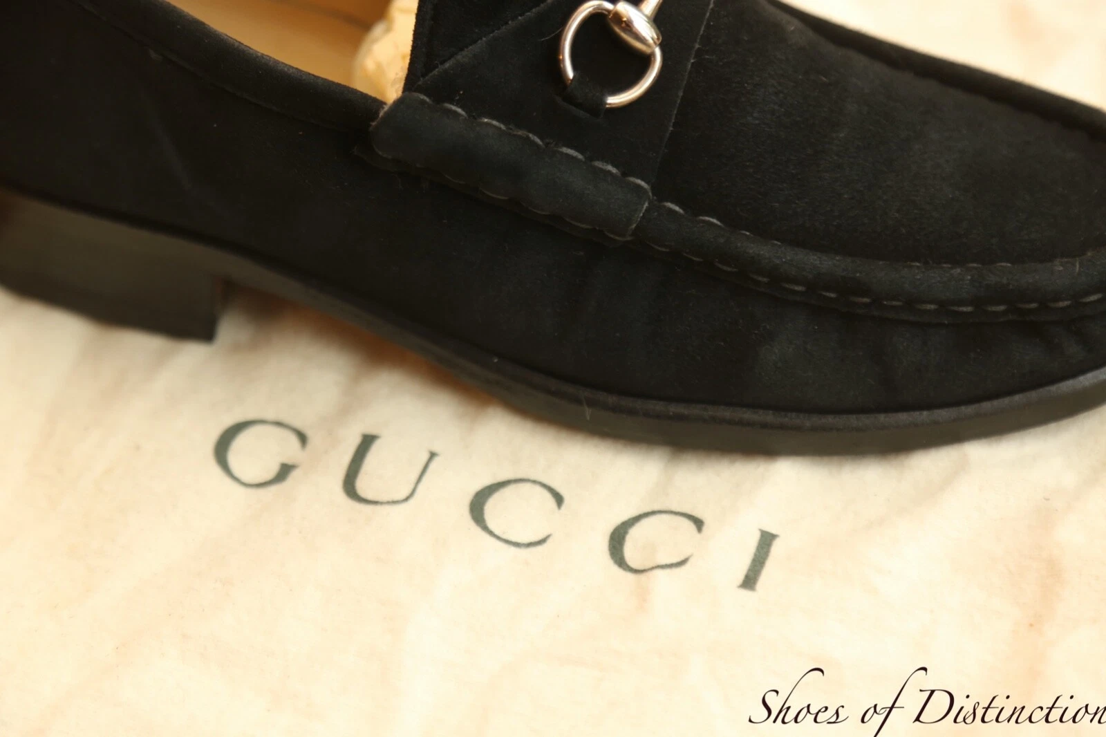 Mocassins Gucci noir daim argent mors chaussures femmes UK 4,5 C US 7,5 EU 37,5