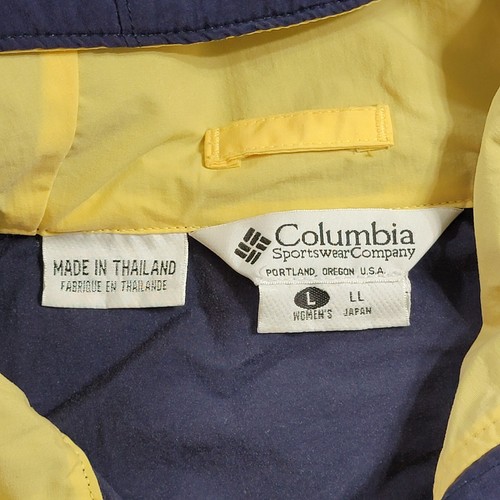 Vintage Columbia Woman's Size Large Yellow And Navy Blue Pullover Windbreaker - Picture 4 of 7
