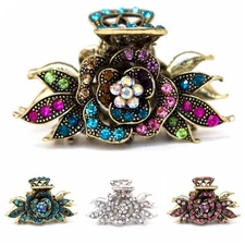 USA Hair Claw Rhinestones Crystal Hairpin Rose Flower hair claw clamp hair Clip 