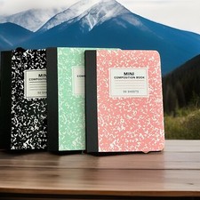 Mini Composition Book, Note Pad, 3 Pack in 3 different colors Pink, Blue, Black
