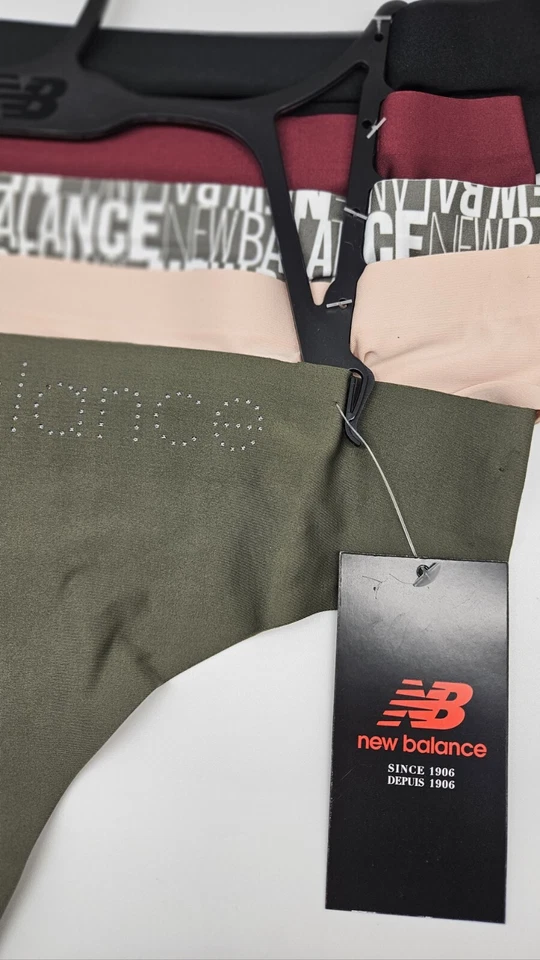 NEW BALANCE 5 Pack Women's L XL Logo Thong Panties Black Wine Sage Green Beige - Image 4 of 4