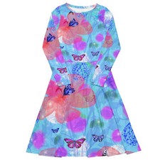 All-over print long sleeve midi dress