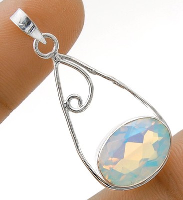 3CT Natural Fire Opalite 925 Sterling Silver Pendant Jewelry 1 1/2'' Long @B11-3
