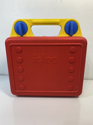 Vintage 90s IGLOO -Kid School Plastic Lunch Box Red Blue Yellow RETRO NO thermos