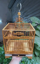 20cm Chinese Square Shape carving Bamboo Wood Birdcage Display 60672