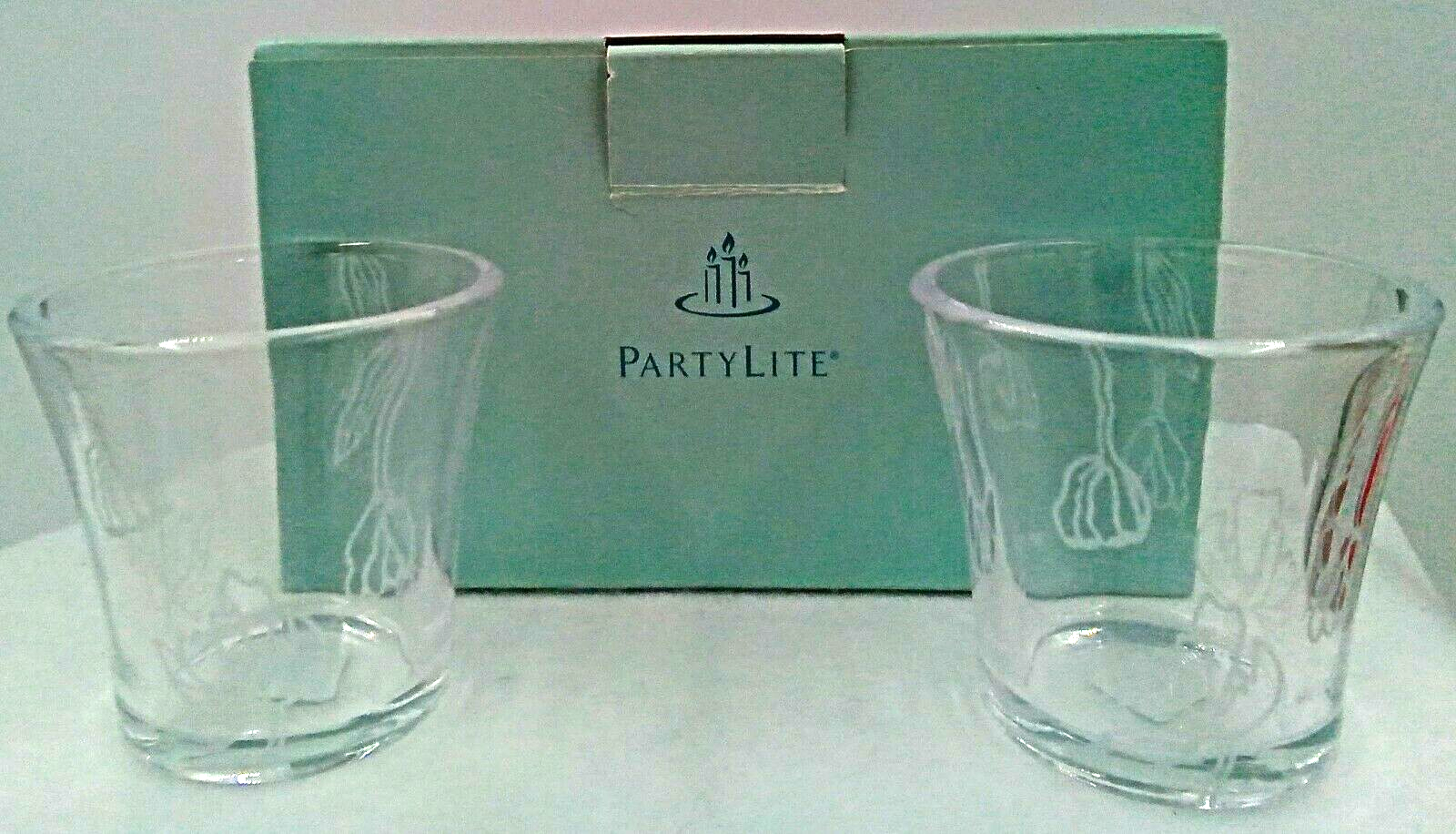 Partylite Lotus Blossom Clear Glass Floral Votive Candle Holder P8491 New