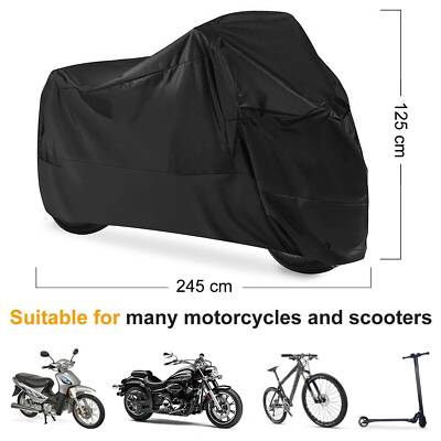 XL Black Waterproof Motorcycle Cover - Fits Harley Sportster 1200/883 & Other Bikes