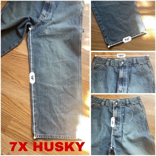 Arizona Jeans Co Carpenter Jeans Denim Boys Size 7 & 7X Husky adjustable waist - Picture 12 of 13