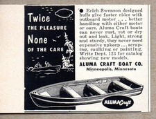 1954 Print Ad Aluma Craft Aluminum Boats Twice the Pleasure Minneapolis,MN
