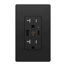 4.8A USB C Outlet UL Dual High Speed, Receptacle 20 Amp,125 Volt,Black,1Pack