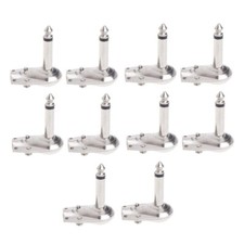 10 Pcs 1/4" 6.35mm Mono Speaker Right Angle Guitar Phono Plug Pancake Connector