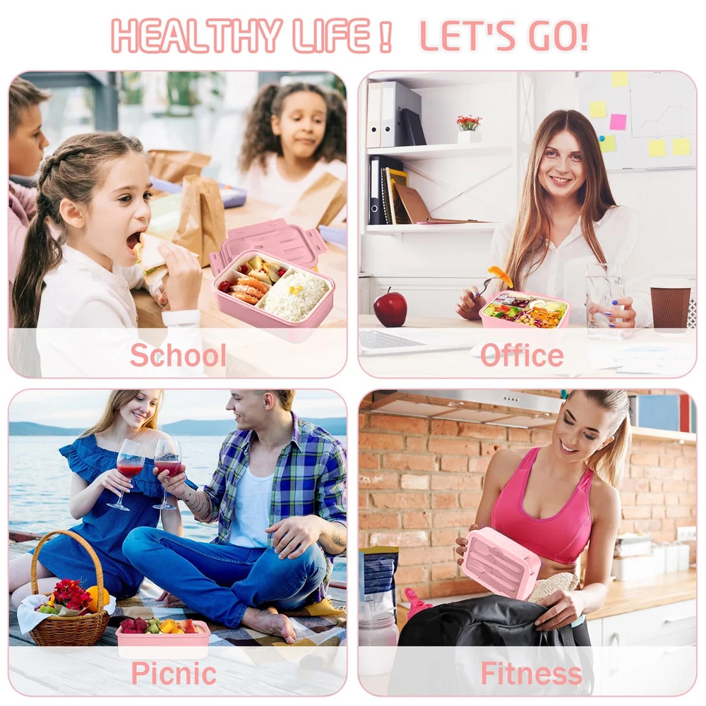 Bento Box Design Lunch Box Leak-proof Bento Lunch Box with Bag Utensils for Kids