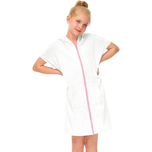 Little Girls Swim Cover Up Swimsuit Zip Up Hooded Bathrobe Absorbent Beach Dress - Picture 18 of 81