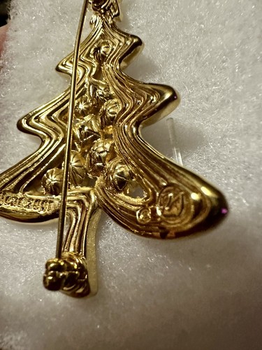 2001 Retired Swarovski Yellow Gold Tone Colorful Rhinestone Christmas Tree Pin - Picture 9 of 9