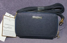 ADRIENNE VITTADINI Charging Wallet Crossbody RFID Protection NAVY SAFFIANO  NWT