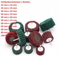 25-100mm 120 240 K&ouml;rnung Vlies F&auml;cherschleifer Schleifstift Schleifmop Vliesmop