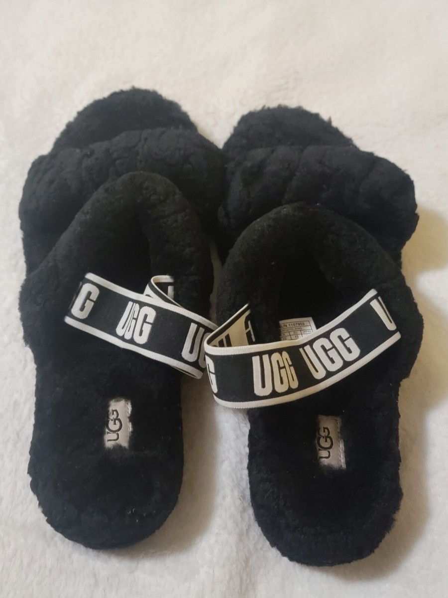 UGG Women's Fluff Yeah Slide Slippers, Black,(12 US) (UK 10) (EU