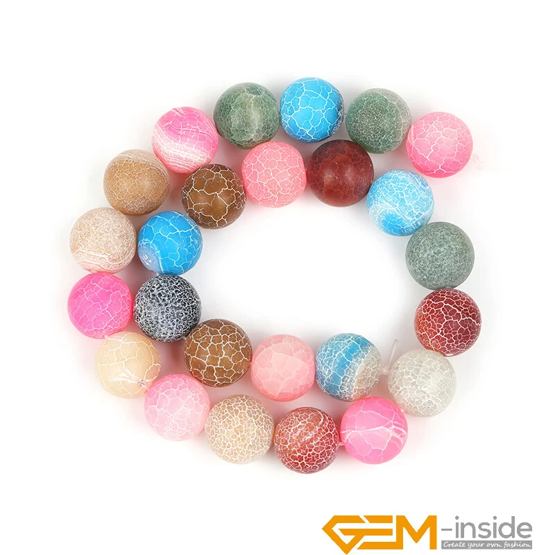 16mm Multi-color Fire Agate Gemstone Frost Matte Round Beads For Jewelry Making - Image 3 of 4