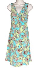 Ann Taylor Loft 4 Womens Sheath Dress Paisley Green Yellow Sleeveless Floral