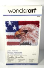 New WonderArt EAGLE US FLAG Latch Hook Kit / NEW IN BOX / Patriotic USA 15x20