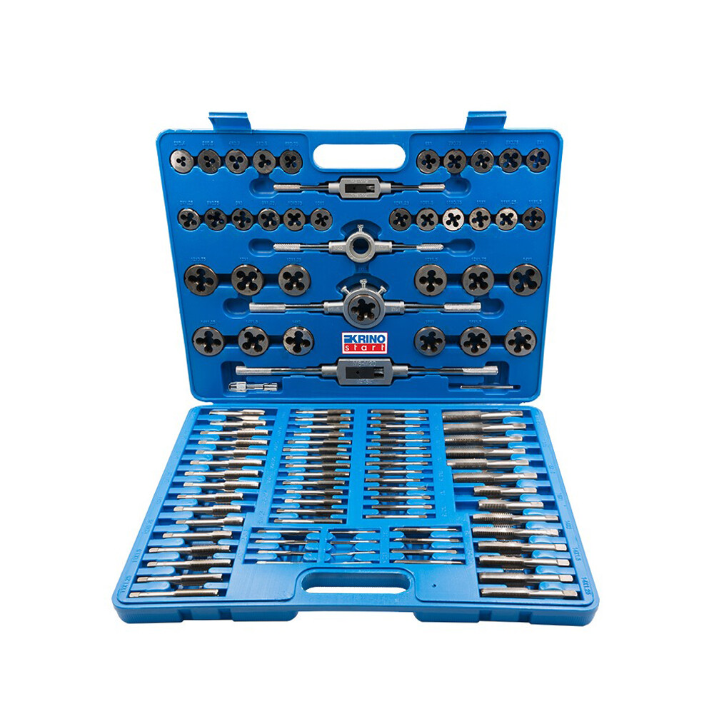 SET FILIERA FILETTATURA 110pz FILIERE MASCHI FEMMINE M+MF 2-18 VALIGIA KRINO