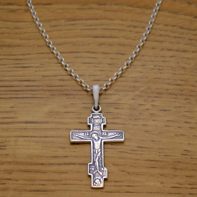 Solid 925 Sterling Silver Jesus Christ Crucifix Cross Pendant Necklace ...