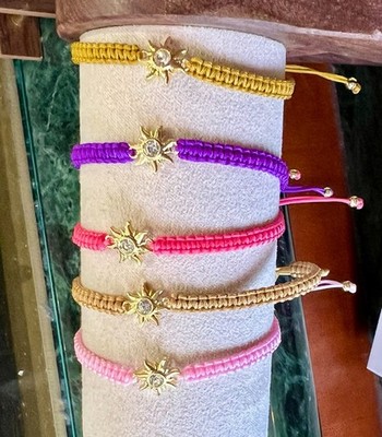 Pink Sun Pattern 2026 Disney Parks Arribas Brothers Tangled Sun Charm Cord Bracelet YOU ...