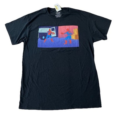 Marvel Spider-Man Pointing Meme Graphic T-Shirt Black Mens Large