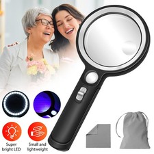 30 LED Lupe mit UV-Licht Leselupe 10x 20x 45x Vergrößerung Arbeitslupe Handlupe
