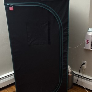 Black Indoor Grow Tent with Green Trim, Zippered Door, for Indoor Gardening