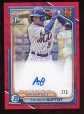 Anthony Baptist 2024 Bowman Chrome Auto Rookie Red Wave Serial #d 2/5 Mets