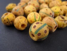 Antique Ethiopian Yellow Venetian African Trade Beads Single Bead 11mm Round