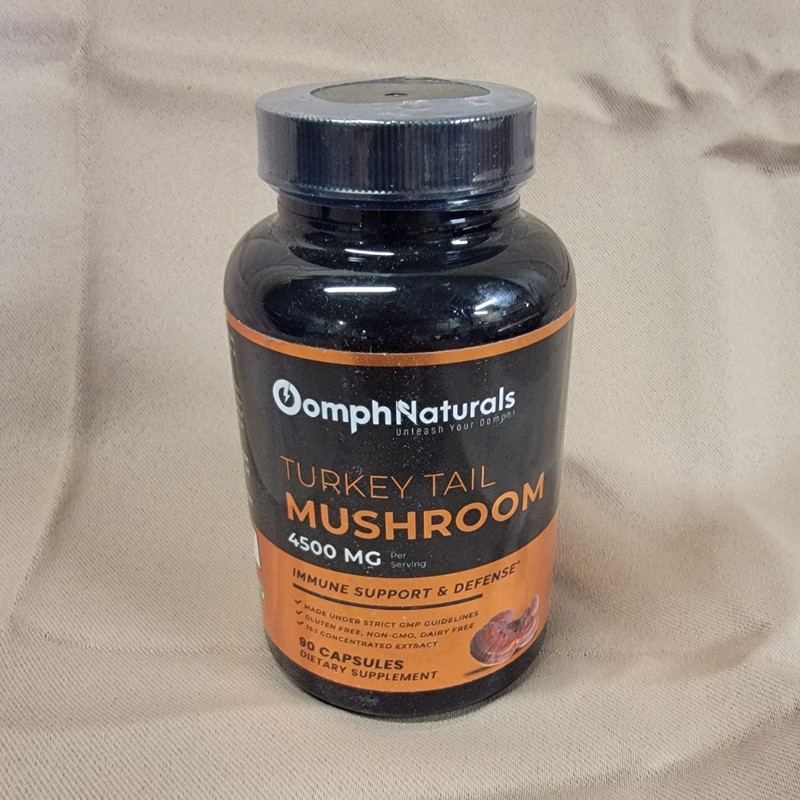 Oomph Naturals Turkey Tail Mushroom 4500mg 90 Caps GF Exp 11/25