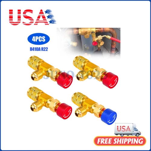 4X Air Conditioning Refrigerant Charging Valve, Safety Adapter for R22 R410A