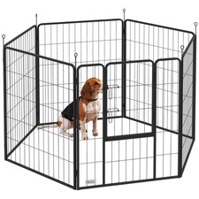Welpenauslauf 100 cm Hoch, 6-TLG. DIY Hundelaufstall, Stahl, Grau