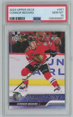 2023-24 Upper Deck Young Guns Psa 10 Connor Bedard Rookie #451 Chicago