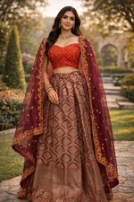 Gorgeous South Indian Banarasi Silk Lehenga Choli with Net Dupatta Fully Stitch