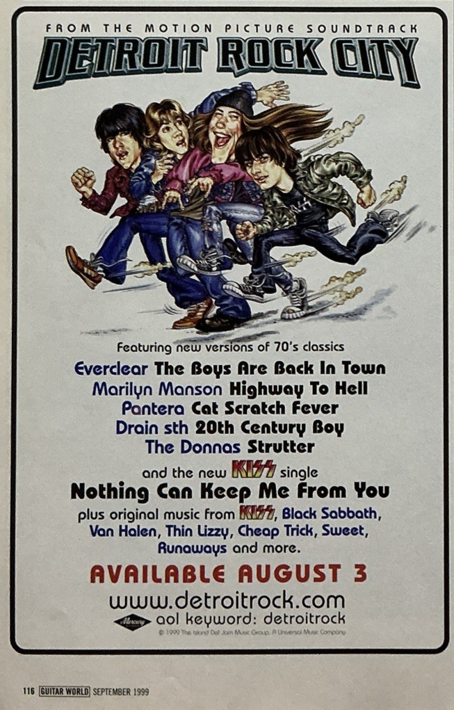 1999 Detroit Rock City Soundtrack Promo Magazine Page Print Ad