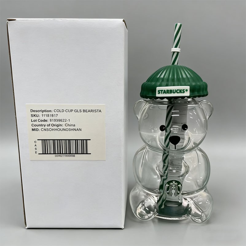 Orignal Starbucks Bearista Limited Edition Green Hat Bear Glass