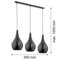 Schwarz Moderne HäNgelampe Pendelleuchte 3X15W/E27 IP20 90X120 [Cm]