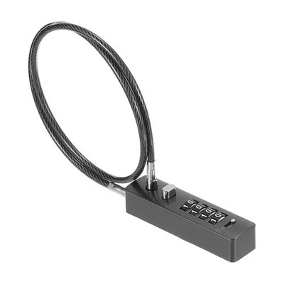4-Digit Combination Lock with Steel Cable Rope for Bikes Cabinets, Grey