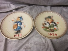 Vintage Lot of 2 Hummel Annual Plates | 1986 Goose Boy & 1983 Mail Boy - German