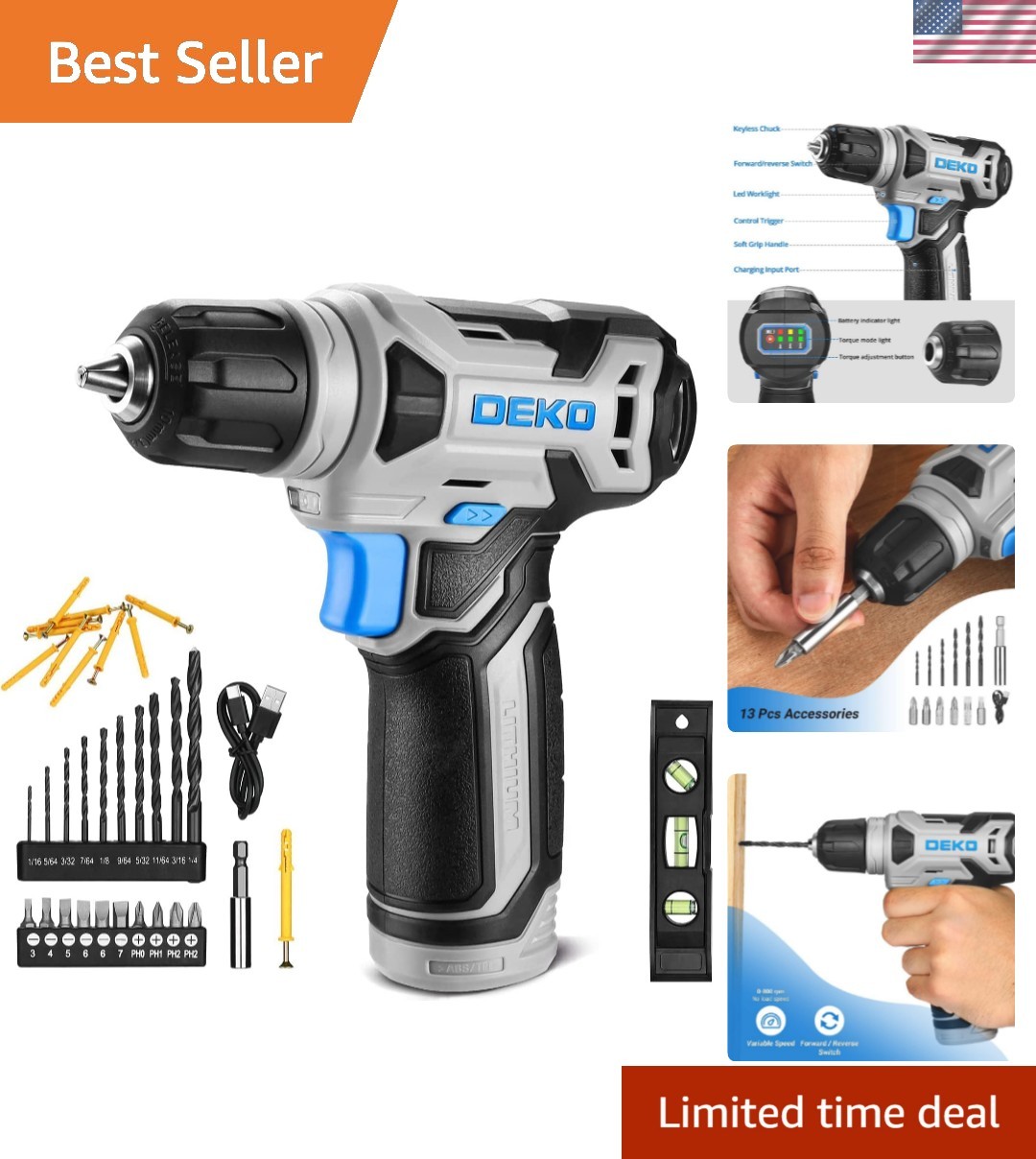 With Keyless Chuck And Built-in Led Light