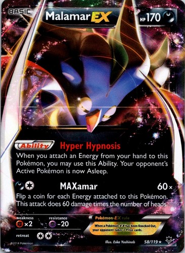 Malamar EX 58/119 Holo Ultra Rare Phantom Forces Pokemon Moderately Played